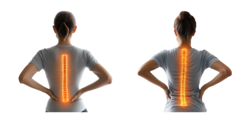 Human Spine Illustration on Transparent Background