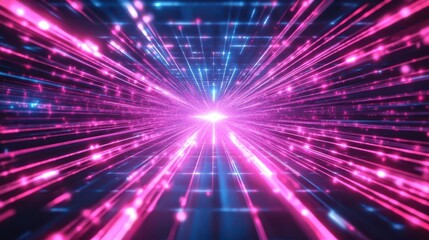 Obraz premium Vibrant Cyberpunk Aesthetic with Neon Laser Grids
