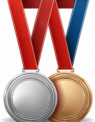 silver and bronze blank medals 3d vector realistic illustration