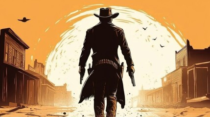 The empty streets set the stage for a dramatic showdown between cowboys. 