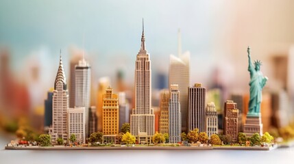 Obraz premium miniature of classic new york on white background