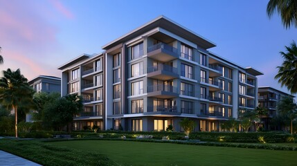 Modern Apartment Building Or Apartment Complex