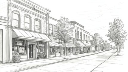 Vintage Charm: Illustrated Historic Storefronts in the Midwest