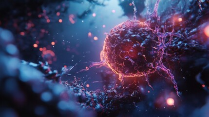 Abstract Glowing Cell Structure In Dark Space