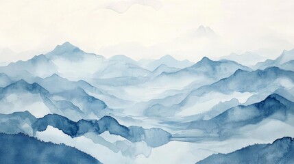 Majestic mountain landscape serene wilderness watercolor art tranquil environment aerial view natural beauty concept