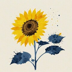 水墨画風のひまわりです。AI生成画像を利用してます。