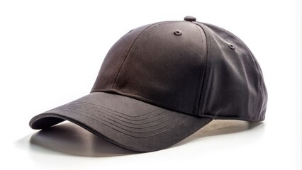Fototapeta premium Classic black baseball cap, isolated on white, perfect for apparel or fashion design mockups.
