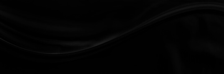 Black gray satin dark fabric texture luxurious shiny that is abstract silk cloth background with patterns soft waves blur beautiful.