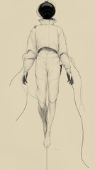 A person of tranquility in a plain space, simple and simple illustration