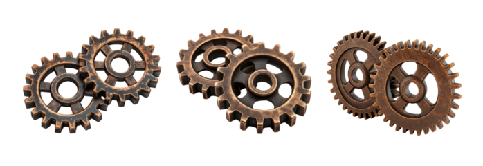 Vintage Gears on Transparent Background