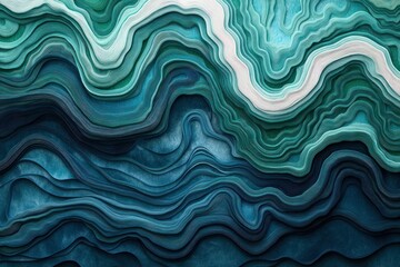 Fototapeta premium Abstract teal and white wavy pattern. Swirling lines create a dynamic, textured background. Ideal for design projects.