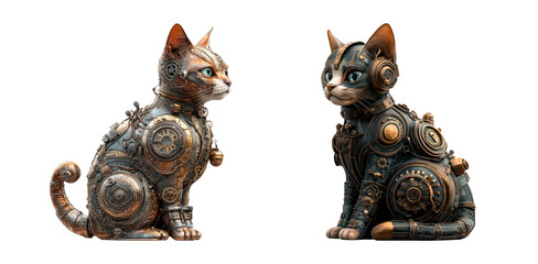 Steampunk Cats on Transparent Background