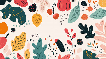 Abstract Floral Pattern  Autumn Leaves  Botanical Illustration   Nature Background