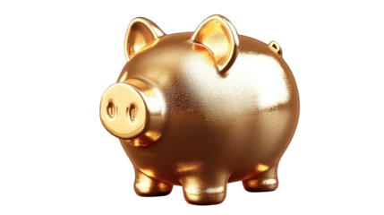Golden Piggy Bank: A shiny golden piggy bank, a symbol of saving, wealth and financial security.  