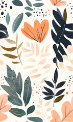 floral flower and leaf elements modern doodle illustrator seamless pattern for wallpaper or background