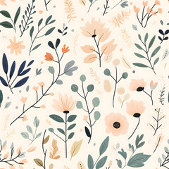 floral flower and leaf elements modern doodle illustrator seamless pattern for wallpaper or background