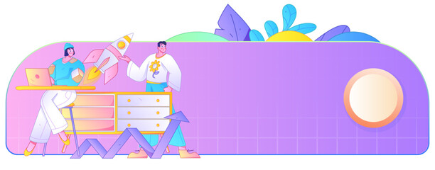 Marketing planning business characters flat vector concept operation hand drawn illustration
