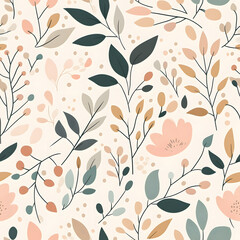 floral flower and leaf elements modern doodle illustrator seamless pattern for wallpaper or background