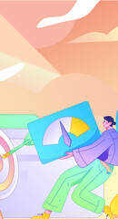 Marketing planning business characters flat vector concept operation hand drawn illustration
