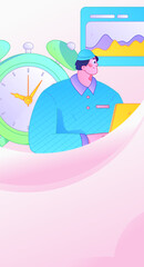 Marketing planning business characters flat vector concept operation hand drawn illustration
