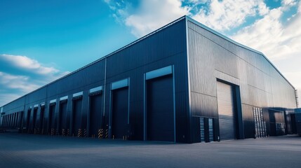 Modern Industrial Warehouse Exterior: A Sleek and Efficient Logistics Center