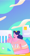 Marketing planning business characters flat vector concept operation hand drawn illustration
