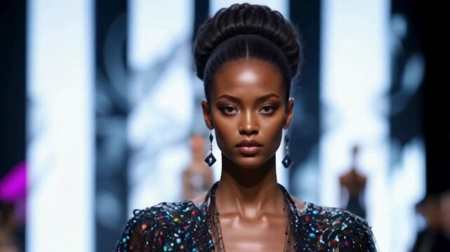 Ebony fashion model. Generative AI
