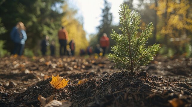 Rejuvenating Wildlife Habitat: Volunteers Planting Native Trees in Protected Forest