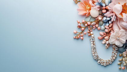  A choker necklace adorned with precious stones.  Generative AI.