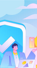 Business network security character flat vector concept operation hand drawn illustration
