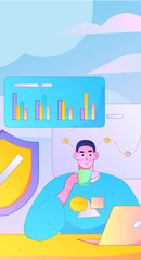 Business network security character flat vector concept operation hand drawn illustration
