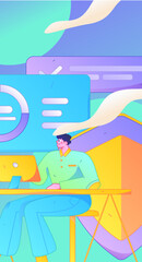 Business network security character flat vector concept operation hand drawn illustration
