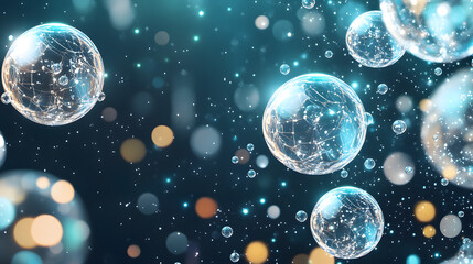 Naklejka premium A Conceptual Exploration of Advanced Skincare and Cosmetic Innovation, Blending Organic Patterns, Bioluminescence, and Minimalist 3D Aesthetics