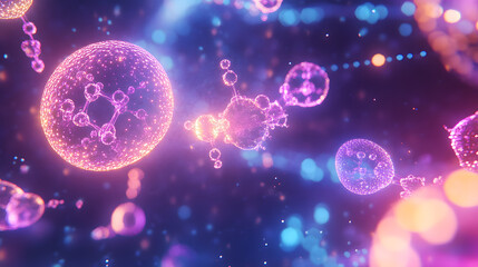 Fototapeta premium A Conceptual Exploration of Advanced Skincare and Cosmetic Innovation, Blending Organic Patterns, Bioluminescence, and Minimalist 3D Aesthetics