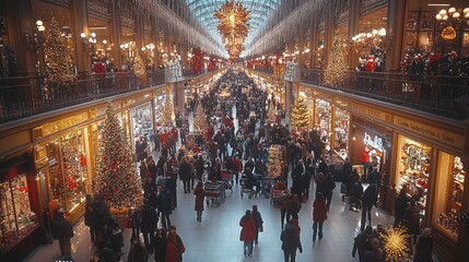 Obraz premium Christmas Shopping in a Grand European Mall