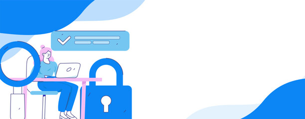 Business network security character flat vector concept operation hand drawn illustration
