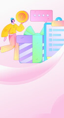 Invite friends to conduct questionnaire flat vector concept operation hand drawn illustration
