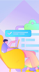 Invite friends to conduct questionnaire flat vector concept operation hand drawn illustration
