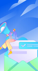 Invite friends to conduct questionnaire flat vector concept operation hand drawn illustration
