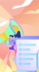 Invite friends to conduct questionnaire flat vector concept operation hand drawn illustration
