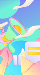 Invite friends to conduct questionnaire flat vector concept operation hand drawn illustration
