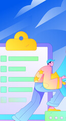 Invite friends to conduct questionnaire flat vector concept operation hand drawn illustration
