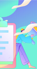 Invite friends to conduct questionnaire flat vector concept operation hand drawn illustration
