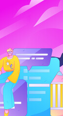 Invite friends to conduct questionnaire flat vector concept operation hand drawn illustration
