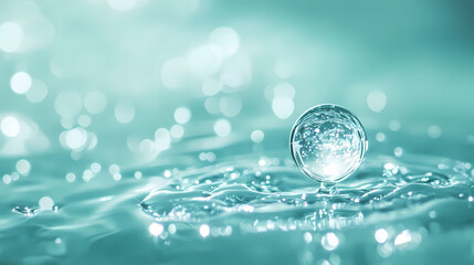 Water droplets background. green, science banner with copy-space. Dewdrop. Illustration