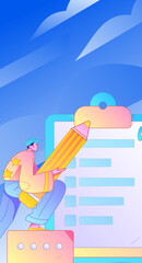 Invite friends to conduct questionnaire flat vector concept operation hand drawn illustration
