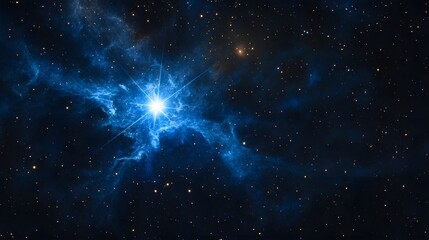 Bright Star in a Celestial Nebula Surrounded by Stars