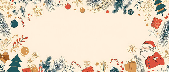 Luxurious Christmas new year card and Holiday Promotion Banner with Elegant Ornaments, for Tags, Posters, and Banners with Space for Text