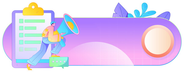 Invite friends to conduct questionnaire flat vector concept operation hand drawn illustration
