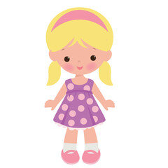 Cute little summer girl vector cartoon illustration